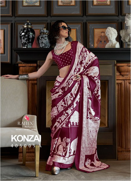 Konzai Hit 405005 Colours By Rajtex Satin Crepe Saree Wholesalers In Surat
